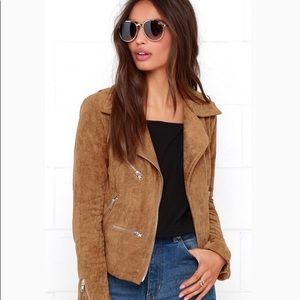Tan suede Moto jacket (Lulu’s)